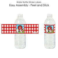 Farm Animals - Barnyard Baby Shower or Birthday Party Water Bottle Sticker Labels - Set of 20