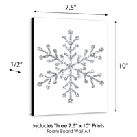 Winter Wonderland - Let It Snow Holiday Wall Art and Blue Snowflake Decor - 7.5 x 10 inches - Set of 3 Prints