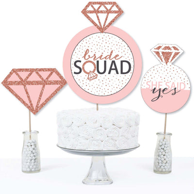 Bride Squad - Rose Gold Bridal Shower or Bachelorette Party Centerpiece Sticks - Table Toppers - Set of 15
