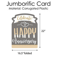 Happy Anniversary - Gold and Silver Wedding Anniversary Congratulations Giant Greeting Card - Big Shaped Jumborific Card - 16.5 x 22 inches