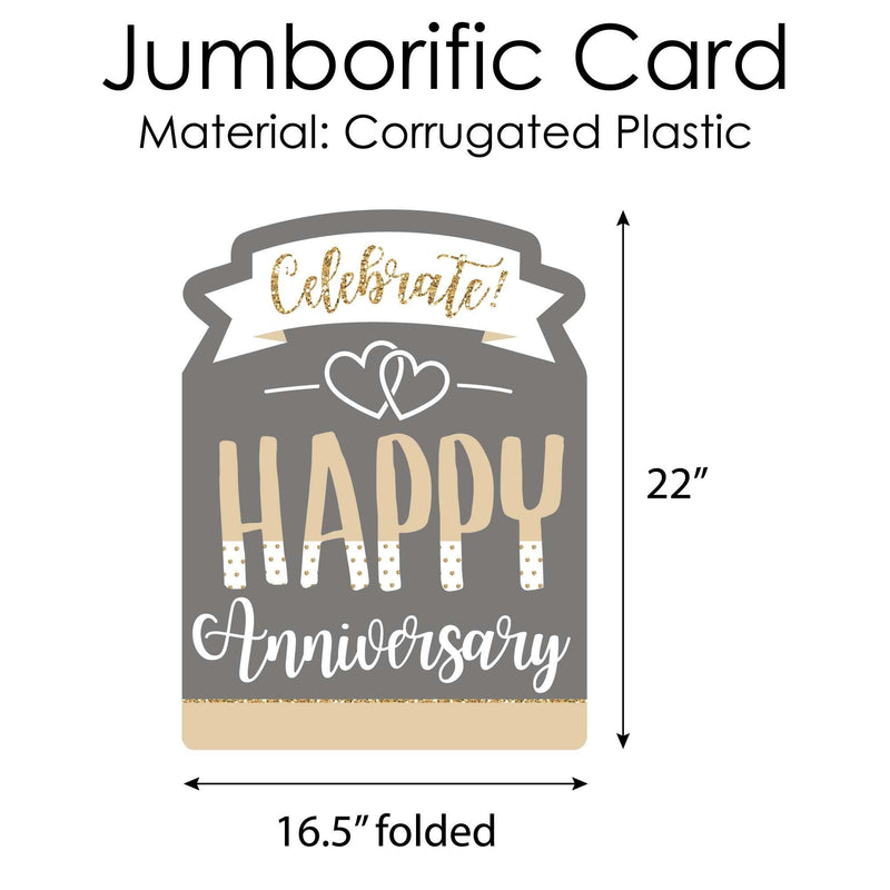 Happy Anniversary - Gold and Silver Wedding Anniversary Congratulations Giant Greeting Card - Big Shaped Jumborific Card - 16.5 x 22 inches
