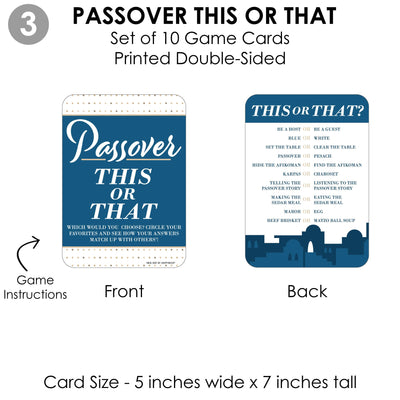 Happy Passover - 4 Pesach Jewish Holiday Party Games - 10 Cards Each - Photo Scavenger Hunt, Name the Plagues, This or That, Alphabet Code - Gamerific Bundle
