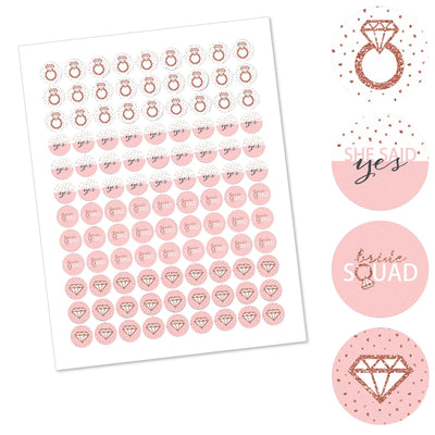 Bride Squad - Round Candy Labels Rose Gold Bridal Shower or Bachelorette Party Favors - Fits Hershey's Kisses - 108 ct