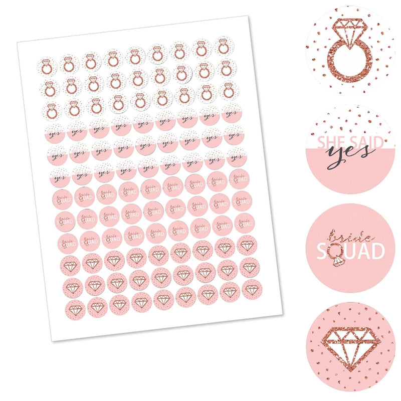 Bride Squad - Round Candy Labels Rose Gold Bridal Shower or Bachelorette Party Favors - Fits Hershey&