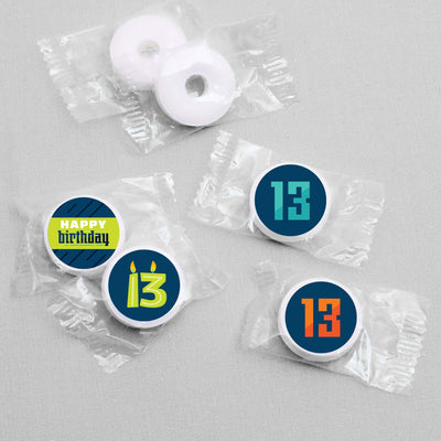 Boy 13th Birthday - Round Candy Labels Birthday Party Favors - Fits Hershey's Kisses - 108 ct