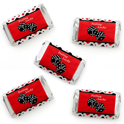 Las Vegas - Mini Candy Bar Wrapper Stickers - Casino Party Small Favors - 40 Count