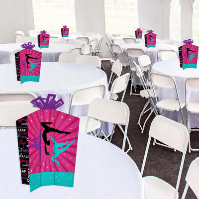 Tumble, Flip & Twirl - Gymnastics - Table Decorations - Birthday Party or Gymnast Party Fold and Flare Centerpieces - 10 Count