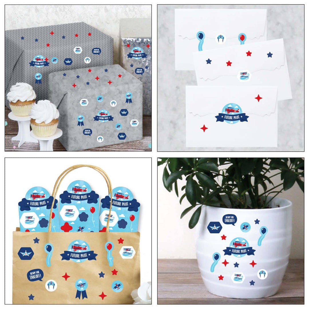 Taking Flight - Airplane - Vintage Plane Birthday Party Favor Kids Stickers - 16 Sheets - 256 Stickers