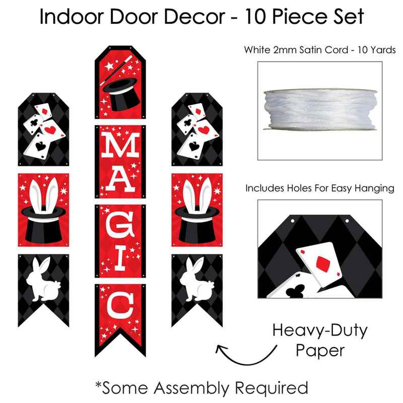 Ta-Da, Magic Show - Hanging Vertical Paper Door Banners - Magical Birthday Party Wall Decoration Kit - Indoor Door Decor