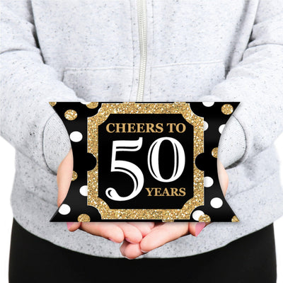 Adult 50th Birthday - Gold - Favor Gift Boxes - Birthday Party Large Pillow Boxes - Set of 12