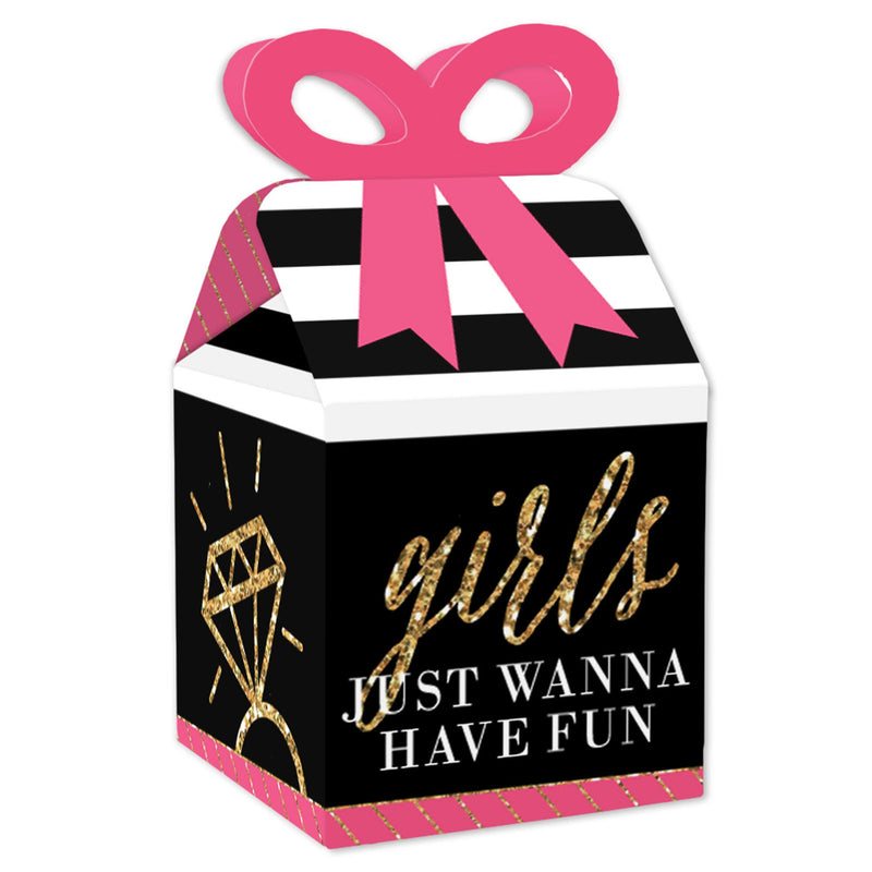 Girls Night Out - Square Favor Gift Boxes - Bachelorette Party Bow Boxes - Set of 12