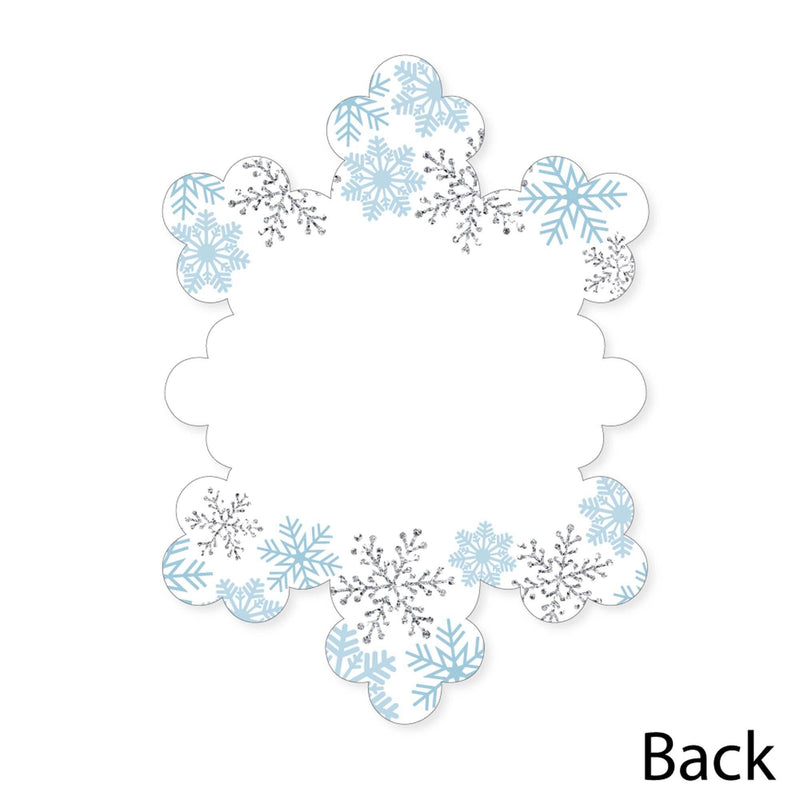 Winter Wonderland - Shaped Thank You Cards - Snowflake Holiday Birthday Party and Baby Shower Thank You Note Cards with Envelopes - Set of 12