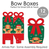 Gingerbread Christmas - Square Favor Gift Boxes - Gingerbread Man Holiday Party Bow Boxes - Set of 12