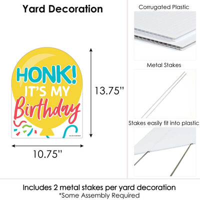 Honk, It's My Birthday - Outdoor Lawn Sign - Birthday Party Parade Yard Sign - 1 Piece