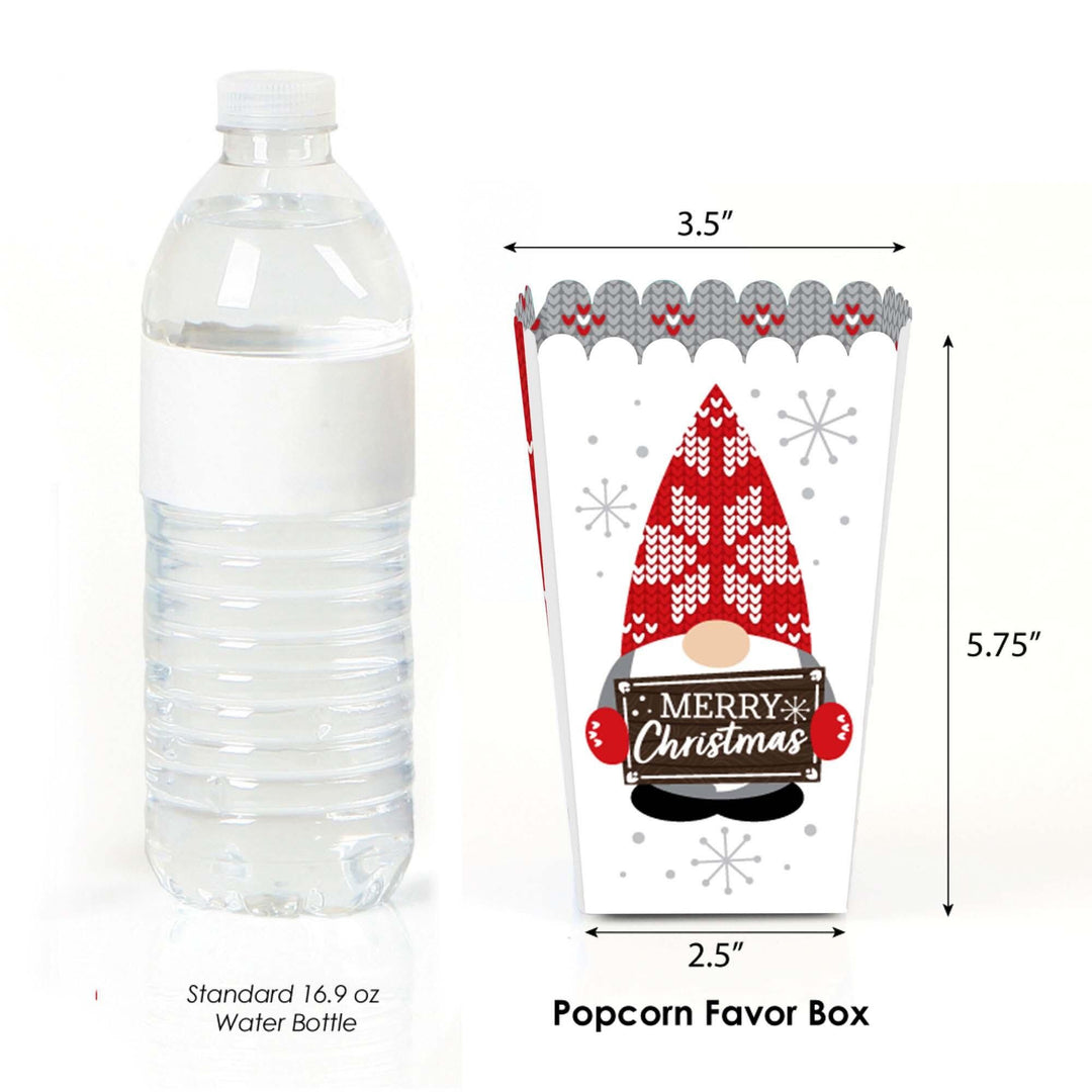 Christmas Gnomes - Holiday Party Favor Popcorn Treat Boxes - Set of 12