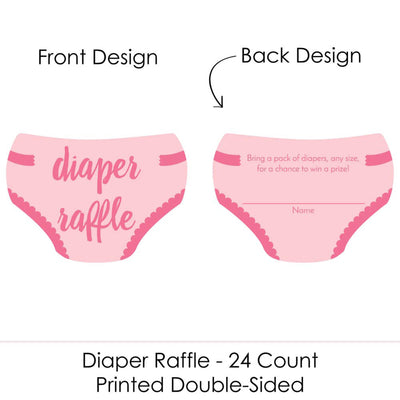 Baby Girl - Diaper Shaped Raffle Ticket Inserts - Pink Baby Shower Activities - Diaper Raffle Game - Set of 24
