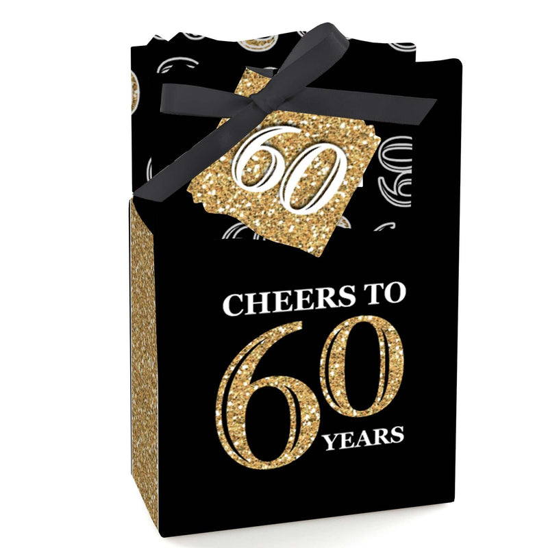 Adult 60th Birthday - Gold - Birthday Party Favor Boxes - Set of 12