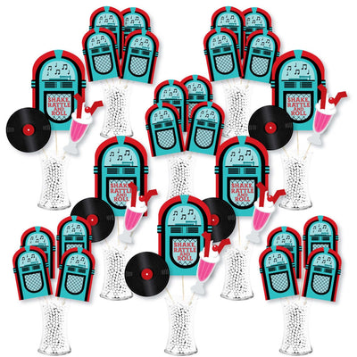 50's Sock Hop - 1950s Rock N Roll Party Centerpiece Sticks - Showstopper Table Toppers - 35 Pieces