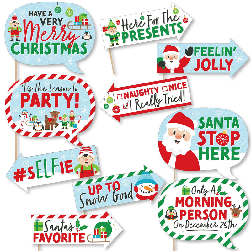 Funny Very Merry Christmas - Holiday Santa Claus Party Photo Booth Props Kit - 10 Piece