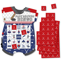 Shoots & Scores! - Hockey - Picture Bingo Cards and Markers - Baby Shower Shaped Bingo Game - Set of 18