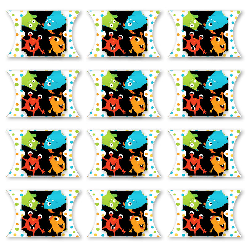 Monster Bash - Favor Gift Boxes - Little Monster Birthday Party or Baby Shower Large Pillow Boxes - Set of 12