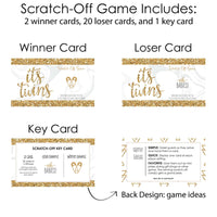 It's Twins - Gold Twins Baby Shower Game Scratch Off Cards - 22 Count