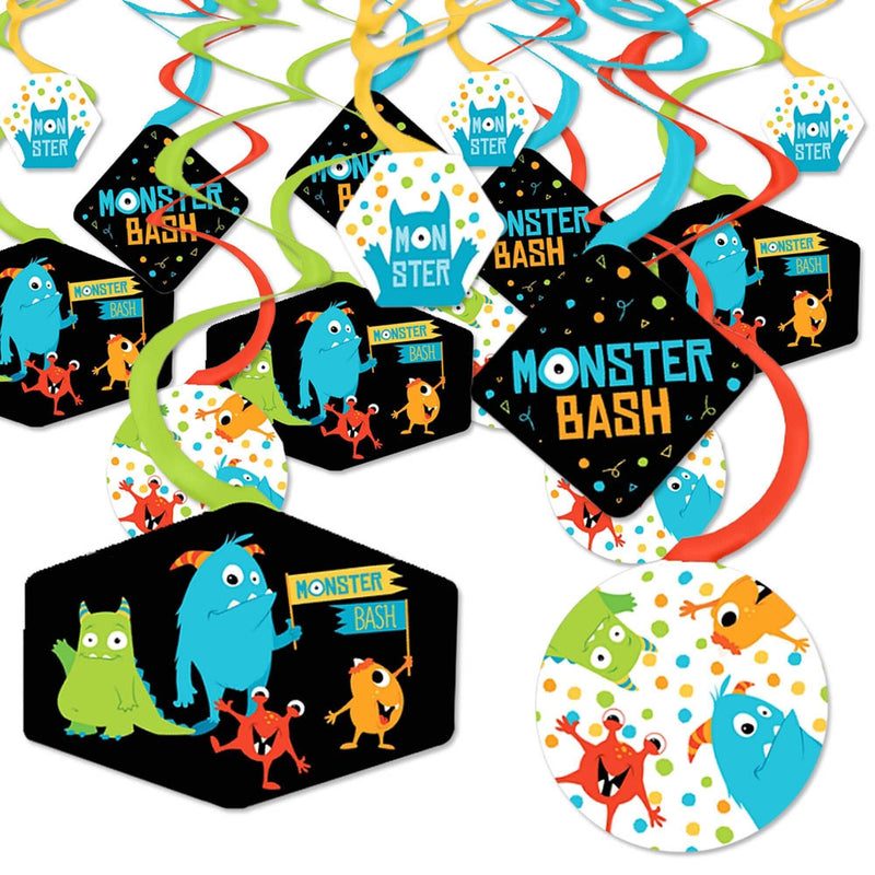 Monster Bash - Little Monster Birthday Party or Baby Shower Hanging Decor - Party Decoration Swirls - Set of 40