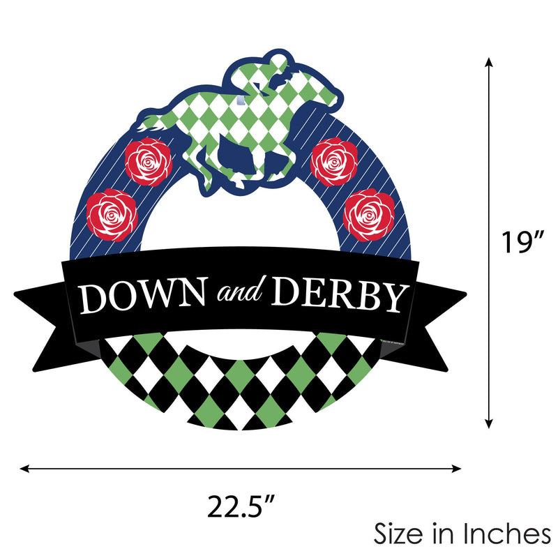 Kentucky Horse Derby - Outdoor Horse Race Party Decor - Front Door Wreath