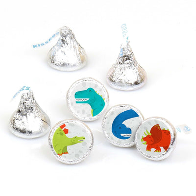 Roar Dinosaur - Dino Mite T-Rex Baby Shower or Birthday Party Round Candy Sticker Favors - Labels Fit Hershey's Kisses - 108 ct
