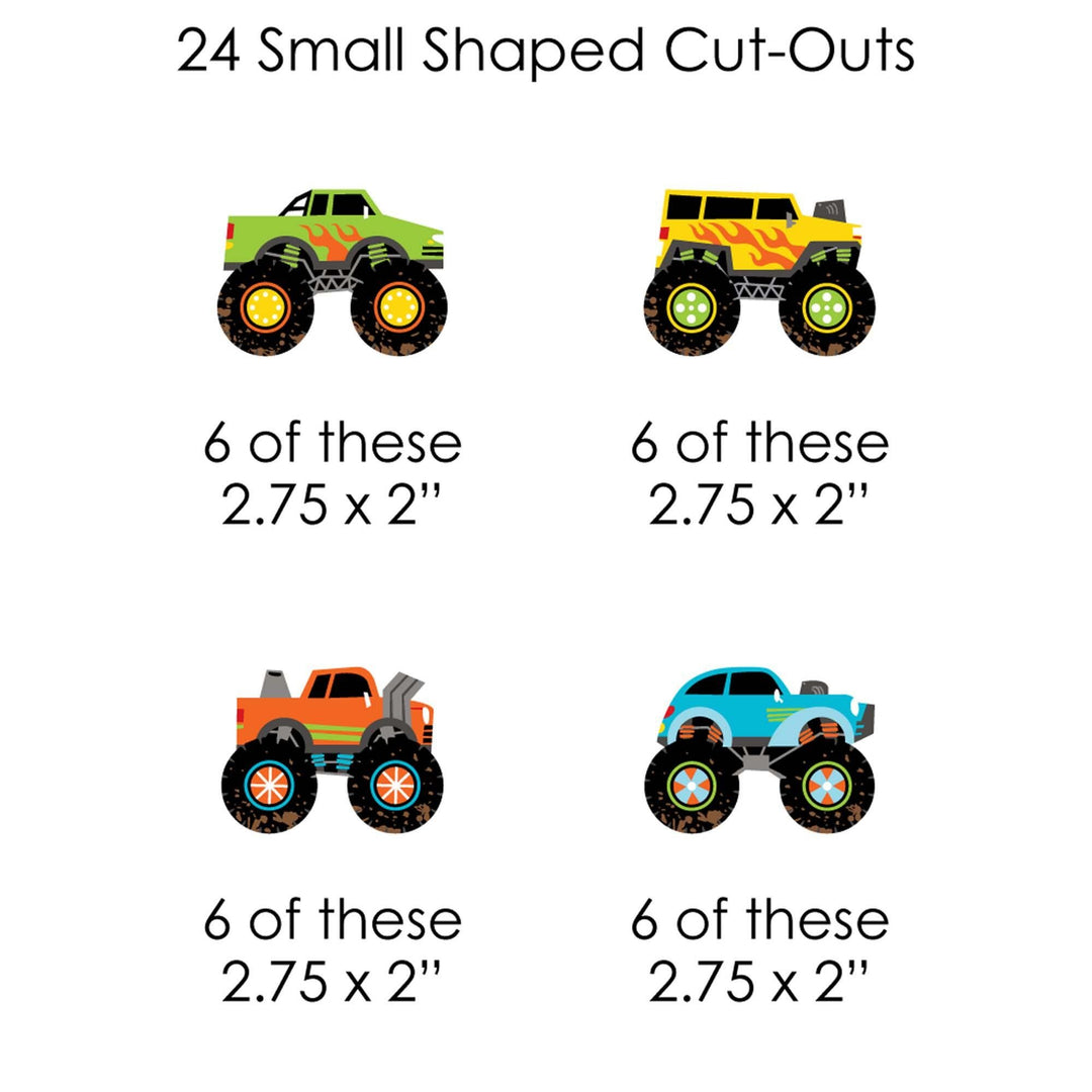 Smash and Crash - Monster Truck - Boy Birthday Party DIY Decorations - Clothespin Garland Banner - 44 Pieces