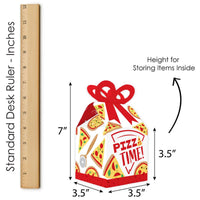 Pizza Party Time - Square Favor Gift Boxes - Baby Shower or Birthday Party Bow Boxes - Set of 12