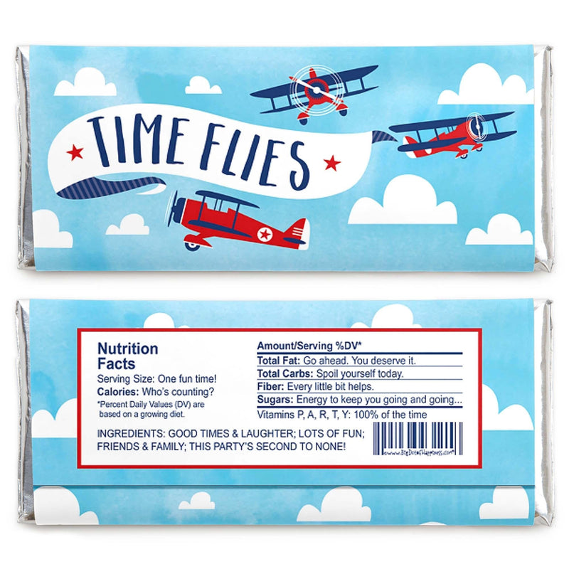 Taking Flight - Airplane - Candy Bar Wrapper Vintage Plane Baby Shower or Birthday Party Favors - Set of 24