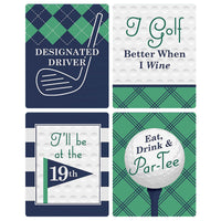 Par-Tee Time - Golf - Birthday or Retirement Party Decorations for Women and Men - Wine Bottle Label Stickers - Set of 4