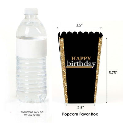 Adult Happy Birthday - Gold - Birthday Party Favor Popcorn Treat Boxes - Set of 12