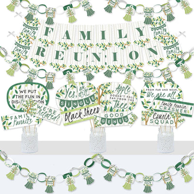 Family Tree Reunion - Banner and Photo Booth Decorations - Family Gathering Party Supplies Kit - Doterrific Bundle