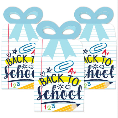 Back to School - Square Favor Gift Boxes - First Day of School Classroom Decorations Bow Boxes - Set of 12