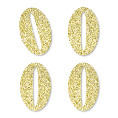 Gold Glitter 0 - No-Mess Real Gold Glitter Cut-Out Numbers - Zero Party Confetti - Set of 24
