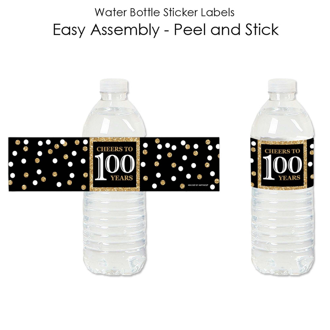 100th Birthday Party Water Bottle Sticker Labels - Set of 20