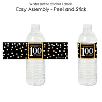 100th Birthday Party Water Bottle Sticker Labels - Set of 20