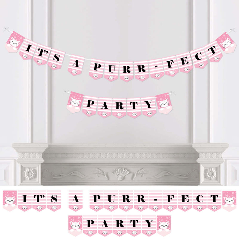 Purr-fect Kitty Cat - Kitten Meow Baby Shower or Birthday Party Bunting Banner - Party Decorations - It&