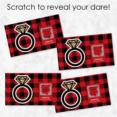 Flannel Fling Before The Ring - Buffalo Plaid Bachelorette Party & Bridal Shower Game Scratch Off Dare Cards - 22 ct