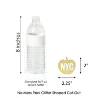 Gold Glitter NYC Apple - No-Mess Real Gold Glitter Cut-Outs - New York City Party Confetti - Set of 24