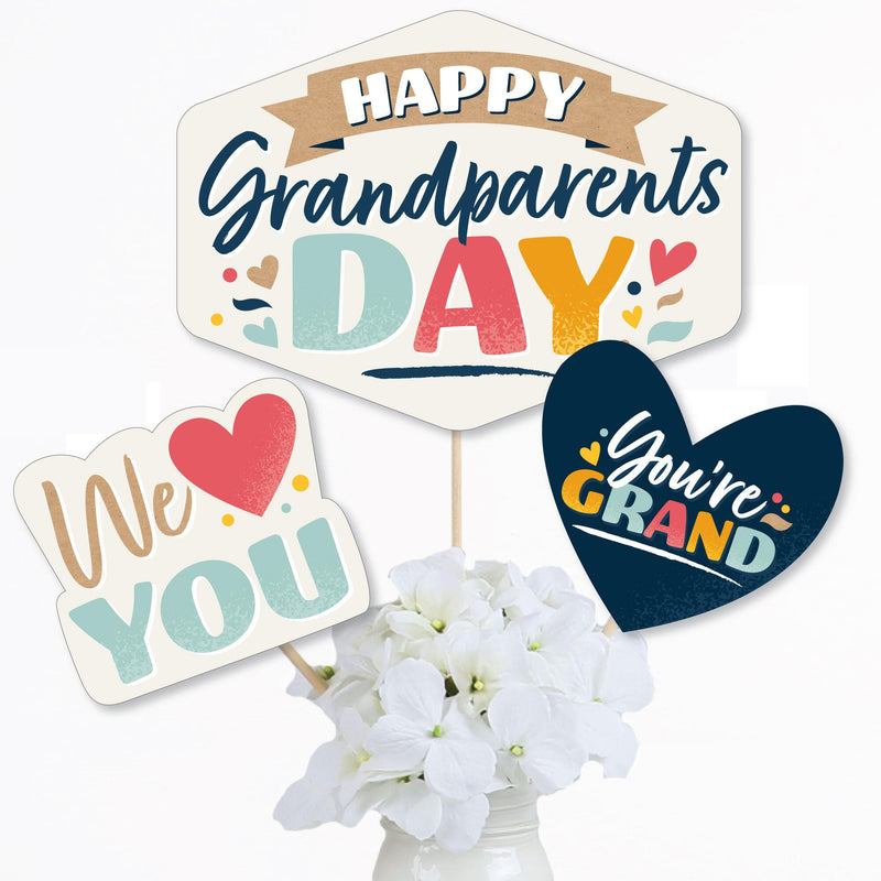 Happy Grandparents Day - Grandma & Grandpa Party Centerpiece Sticks - Table Toppers - Set of 15