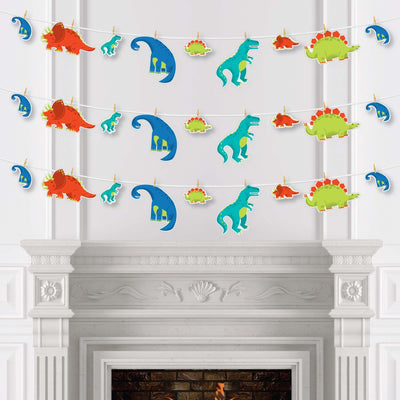 Roar Dinosaur - Dino Mite Trex Baby Shower or Birthday Party DIY Decorations - Clothespin Garland Banner - 44 Pieces