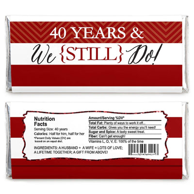 We Still Do - 40th Wedding Anniversary - Candy Bar Wrappers Wedding Anniversary Party Favors - Set of 24