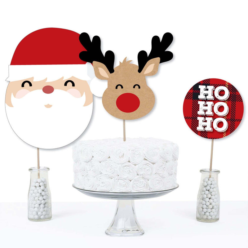 Jolly Santa Claus - Christmas Party Centerpiece Sticks - Table Toppers - Set of 15