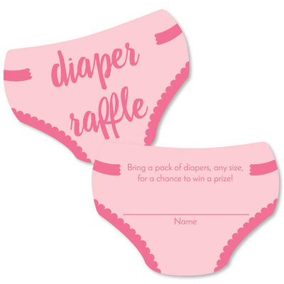Baby Girl - Diaper Shaped Raffle Ticket Inserts - Pink Baby Shower Activities - Diaper Raffle Game - Set of 24
