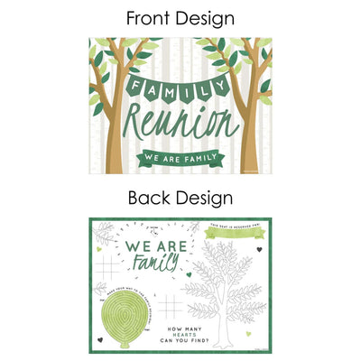 Family Tree Reunion - Paper Family Gathering Party Coloring Sheets - Activity Placemats - Set of 16