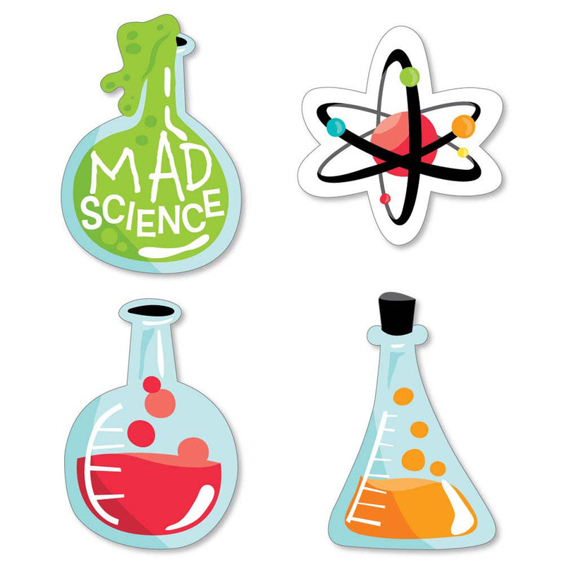 Scientist Lab - DIY Shaped Mad Science Baby Shower or Birthday Party Cut-Outs - 24 Count