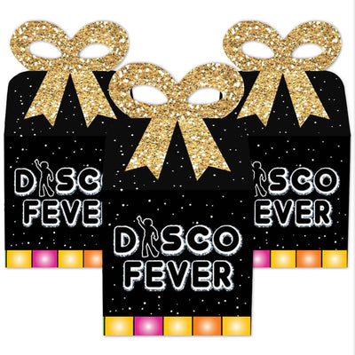 70's Disco - Square Favor Gift Boxes - 1970s Disco Fever Party Bow Boxes - Set of 12